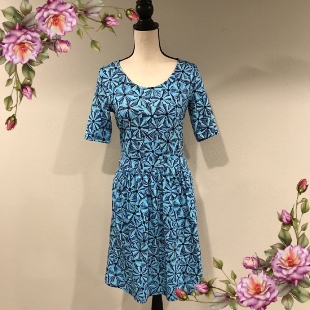 Lands' End Short Sleeve Midi Dress with scoop neck XS